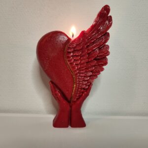 Bougie cœur ailé 17 cm de haut cadeau saint valentin