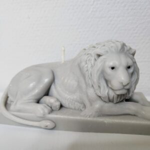 Bougie lion couché- 11 cm cire végétale artisanat français